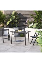 Living and Home Outdoor Garden Metal Dining Table in Black - thumbnail 5