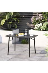 Living and Home Outdoor Garden Metal Dining Table in Black - thumbnail 3