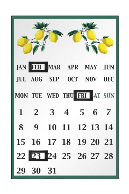 Orsina Fruits Magnetic Calendar, Lemon Tree Design With Month & Date Tiles, Reusable & Easy-To-Update Metal - image 1