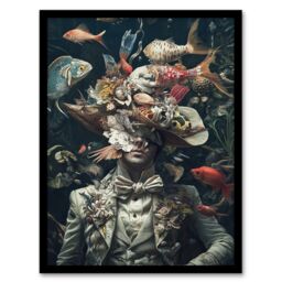 "Artery8 Victorian Atlantean Surreal Underwater Portrait Framed Art Print - Size: W12"" x H16""" - thumbnail 1