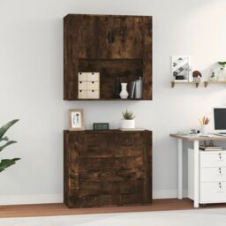 Berkfield Home Highboard Smoked Oak Engineered Wood in Brown - thumbnail 4