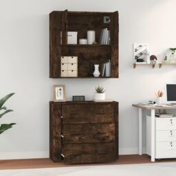 Berkfield Home Highboard Smoked Oak Engineered Wood in Brown - thumbnail 5