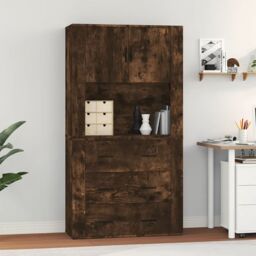 Berkfield Home Highboard Smoked Oak Engineered Wood in Brown - thumbnail 1