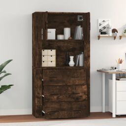 Berkfield Home Highboard Smoked Oak Engineered Wood in Brown - thumbnail 3