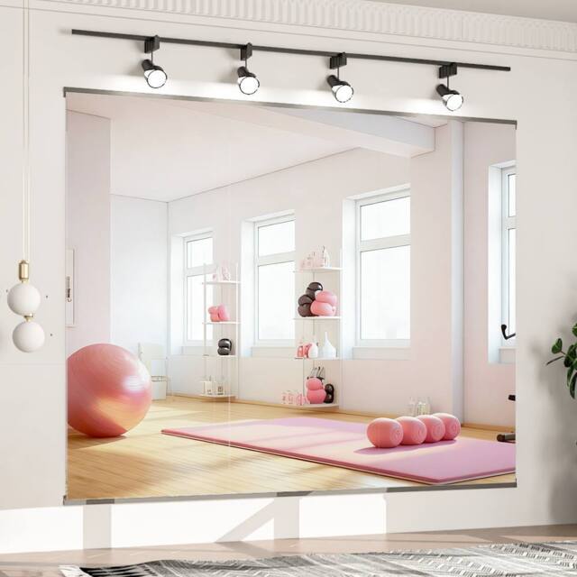 CASSILANDO 3 PCS Large Frameless Gym Mirror 143.5x60cm Tempered Glass in Silver - Size: 143.5 cm x 60 cm x 0.9 cm - image 1