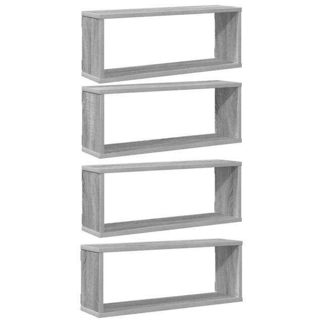 Berkfield Home Wall Cube Shelves 4 pcs Grey Sonoma 60x15x23 cm Engineered Wood - Size: 60 x 15 x 23 cm - image 1
