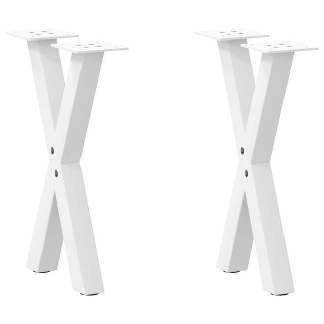 Berkfield Home Coffee Table Legs X-Shaped 2 pcs White 38x(42-43) cm Steel - image 1