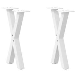 Berkfield Home Coffee Table Legs X-Shaped 2 pcs White 38x(42-43) cm Steel - thumbnail 1