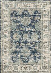 THE RUGS Perla Vintage Washable Rug - Ultra Soft Polyamide Non Slip Design in Blue - Size: 60 cm x 180 cm - thumbnail 1