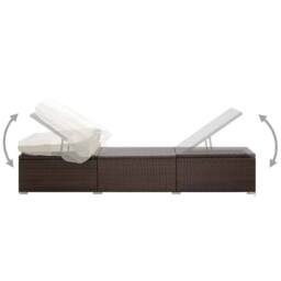 Berkfield Home Sun Lounger with Canopy & Cushion Poly Rattan Brown - thumbnail 5