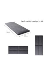 Aspire EasyMount Wall Mounted Upholstered Panels, Modular DIY Headboard in Plush Velvet Fabric (Pack of 2) in Grey - thumbnail 5