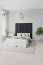 Aspire EasyMount Wall Mounted Upholstered Panels, Modular DIY Headboard in Plush Velvet Fabric (Pack of 2) in Grey - thumbnail 1