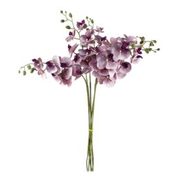 Leaf Pack of 6 x 100cm Artificial Phalaenopsis Orchid Purple Stem - 42 Flowers - Size: 6 x 100 cm - thumbnail 2