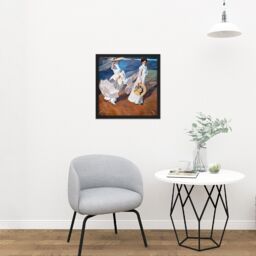 "Artery8 Wall Art Print Sorolla Strolling Along The Seashore Painting Square Framed Picture 16X16 Inch in Black - Size: W16"" x H16""" - thumbnail 2