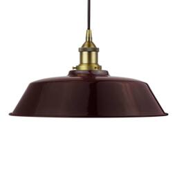 SE Home Burgundy Red Chancery Pendant Light - Matt Antique Brass - Black Round - thumbnail 1