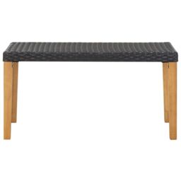 Berkfield Home Garden Bench 120 cm Black Poly Rattan & Solid Acacia Wood - thumbnail 2