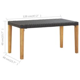 Berkfield Home Garden Bench 120 cm Black Poly Rattan & Solid Acacia Wood - thumbnail 6