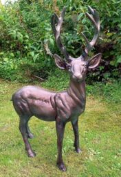 Inspirational Gifting Standing Stag Buck Ornament Cast From Aluminium in Bronze - thumbnail 1