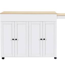 Merax Extendable Kitchen Island with Pull-out Dining Table for Dining Room in White - thumbnail 8