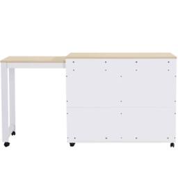 Merax Extendable Kitchen Island with Pull-out Dining Table for Dining Room in White - thumbnail 9