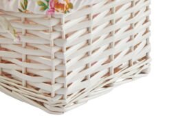 Orsina Set of 2 Willow Baskets with Floral Linings, Decorative Smart Storage Basket, Woven Picnic Basket for Fruits in White - thumbnail 2