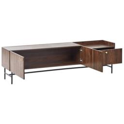 Wyld and Coco Heritage Home Dark Brown TV Stand - Metal Legs 2 Doors Central Drawer - thumbnail 4