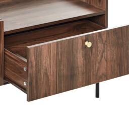 Wyld and Coco Heritage Home Dark Brown TV Stand - Metal Legs 2 Doors Central Drawer - thumbnail 7