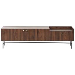 Wyld and Coco Heritage Home Dark Brown TV Stand - Metal Legs 2 Doors Central Drawer - thumbnail 5