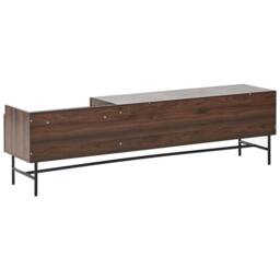 Wyld and Coco Heritage Home Dark Brown TV Stand - Metal Legs 2 Doors Central Drawer - thumbnail 6