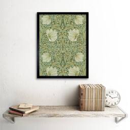 "Artery8 William Morris Pimpernel Arts Craft Design 12x16"" Framed Art Print in Green - Size: W12"" x H16""" - thumbnail 2