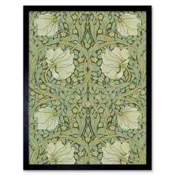 "Artery8 William Morris Pimpernel Arts Craft Design 12x16"" Framed Art Print in Green - Size: W12"" x H16""" - thumbnail 1
