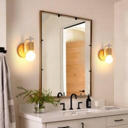 Goeco 2 Pieces E27 Wooden Wall Lights Indoor Wall Light for Bedroom Hallway in White - thumbnail 6