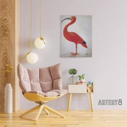 "Artery8 Merian Scarlet Ibis With Egg Nature Canvas Wall Art Print in Pink - Size: W18"" x H24""" - thumbnail 3