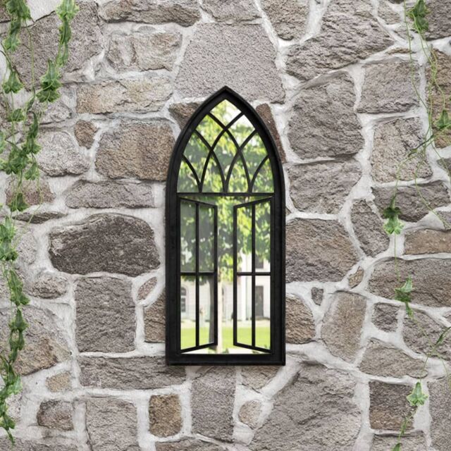 Berkfield Home Garden Mirror Black 70x30 cm Iron for Outdoor Use - image 1