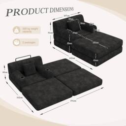 Direct Wicker Cord Convertible Sleeper Chair with Ottoman, Cup Holders & Side Pocket in Black - Size: 1 Seater - thumbnail 6