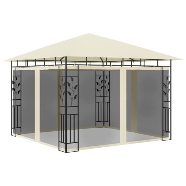 Berkfield Home Gazebo with Mosquito Net&LED String Lights 3x3x2.73 m Cream in Beige - image 1
