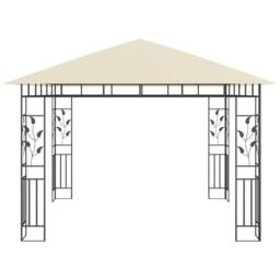 Berkfield Home Gazebo with Mosquito Net&LED String Lights 3x3x2.73 m Cream in Beige - thumbnail 7