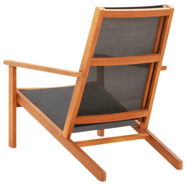 Berkfield Home Durable Garden Lounge Chair Black Solid Eucalyptus Wood & Textilene - image 1