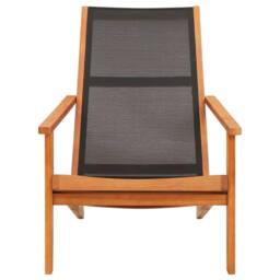 Berkfield Home Durable Garden Lounge Chair Black Solid Eucalyptus Wood & Textilene - thumbnail 3