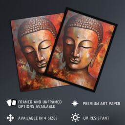 Artery8 The Autumn Buddha Meditate Buddhist Statue Acrylic Painting Relaxation Spa Treatment Room Art Artwork Framed Wall Art Print A4 in Black - thumbnail 2