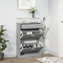 Berkfield Home Shoe Cabinet Grey Sonoma 63x24x104 cm Engineered Wood - Size: 63 x 24 x 104 cm - thumbnail 1