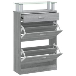 Berkfield Home Shoe Cabinet Grey Sonoma 63x24x104 cm Engineered Wood - Size: 63 x 24 x 104 cm - thumbnail 2