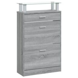 Berkfield Home Shoe Cabinet Grey Sonoma 63x24x104 cm Engineered Wood - Size: 63 x 24 x 104 cm - thumbnail 5