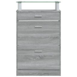 Berkfield Home Shoe Cabinet Grey Sonoma 63x24x104 cm Engineered Wood - Size: 63 x 24 x 104 cm - thumbnail 6