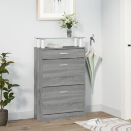 Berkfield Home Shoe Cabinet Grey Sonoma 63x24x104 cm Engineered Wood - Size: 63 x 24 x 104 cm - thumbnail 3