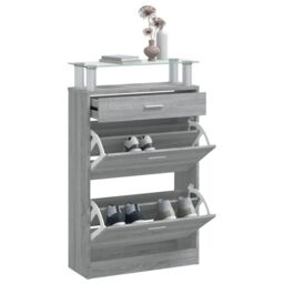 Berkfield Home Shoe Cabinet Grey Sonoma 63x24x104 cm Engineered Wood - Size: 63 x 24 x 104 cm - thumbnail 4