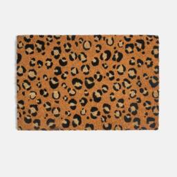OHS Leopard Print Coir Doormat Non Slip Door Rug in Brown - Size: 40 x 60 cm - thumbnail 3