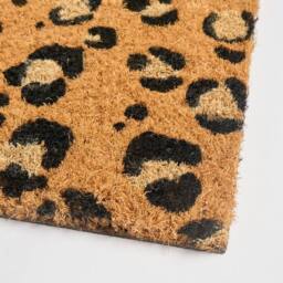 OHS Leopard Print Coir Doormat Non Slip Door Rug in Brown - Size: 40 x 60 cm - thumbnail 4