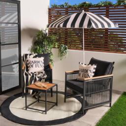 OHS Dubai Luxe Bistro Set 2 Seater Garden Furniture Patio Table Chair in Black