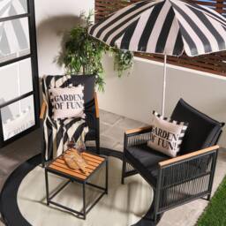 OHS Dubai Luxe Bistro Set 2 Seater Garden Furniture Patio Table Chair in Black - thumbnail 2